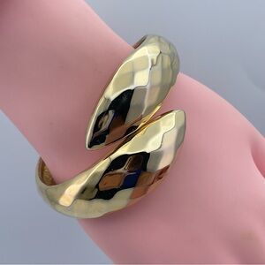Hammered Gold-Tone Wrap Cuff Bracelet | Bold Statement Bangle